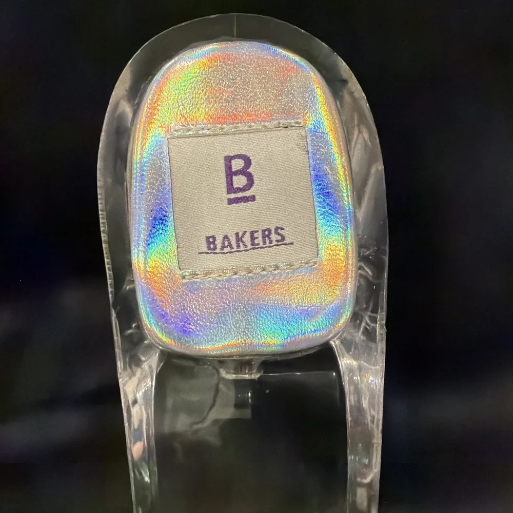 Bakers Y2K Clear Lucite Heels Slide Mule Square Toe Sz 6 B Stiletto Rhinestone